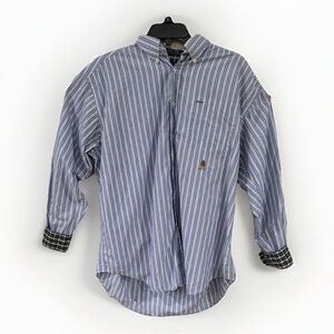 Tommy Hilfiger Men’s Button Down Medium Blue White Stripe
